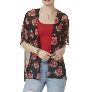 Joe Boxer | Black Rose Floral Elbow Sleeve Kimono